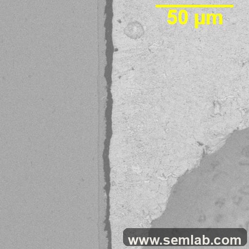 Clean interfacial fracture at the solder to nickel-plating boundary