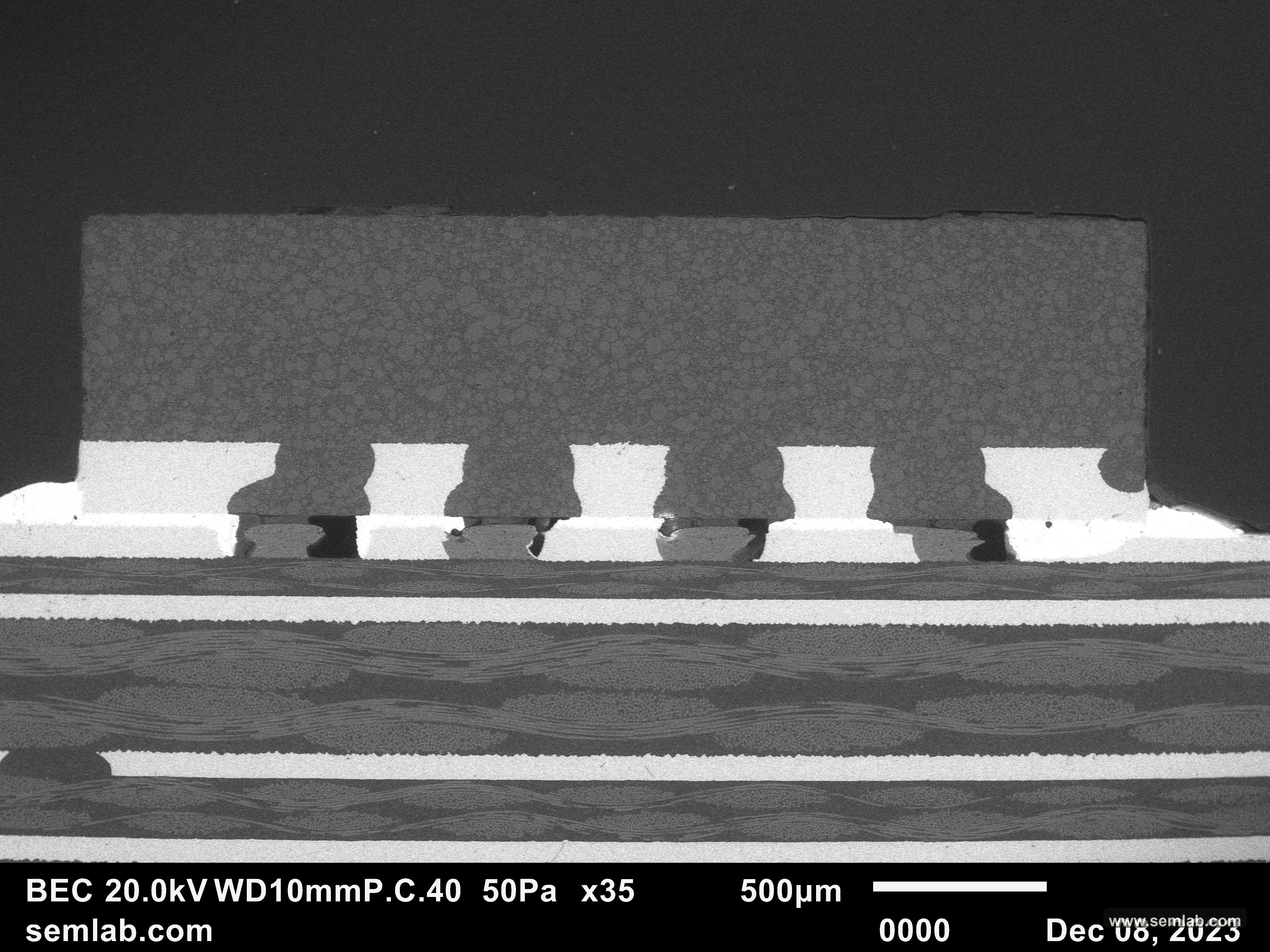 QFN cross-section with acceptable solder joints and no obvious fracture