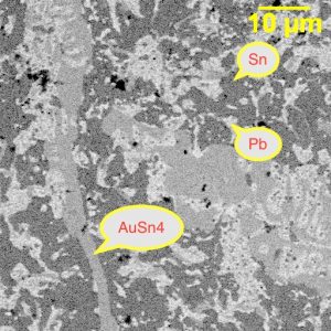 Gold embrittlement microstructure.