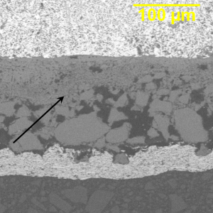 The MnO2 deposit region of a Ta Capacitor.